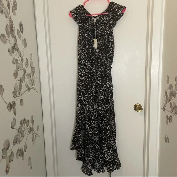 Max Studio Polka Dot High-Low Ruffle Wrap Dress, XL NWT - Picture 2 of 6